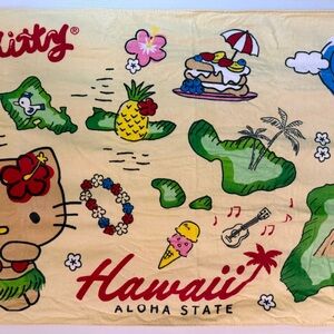 Hello Kitty Hawaii Aloha State Towel - Cream and Green